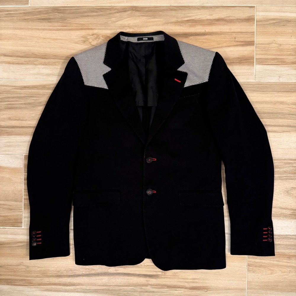 MOSCHINO Mainline Mens Western Blazer Jacket Black Houndstooth EU 48 US 38